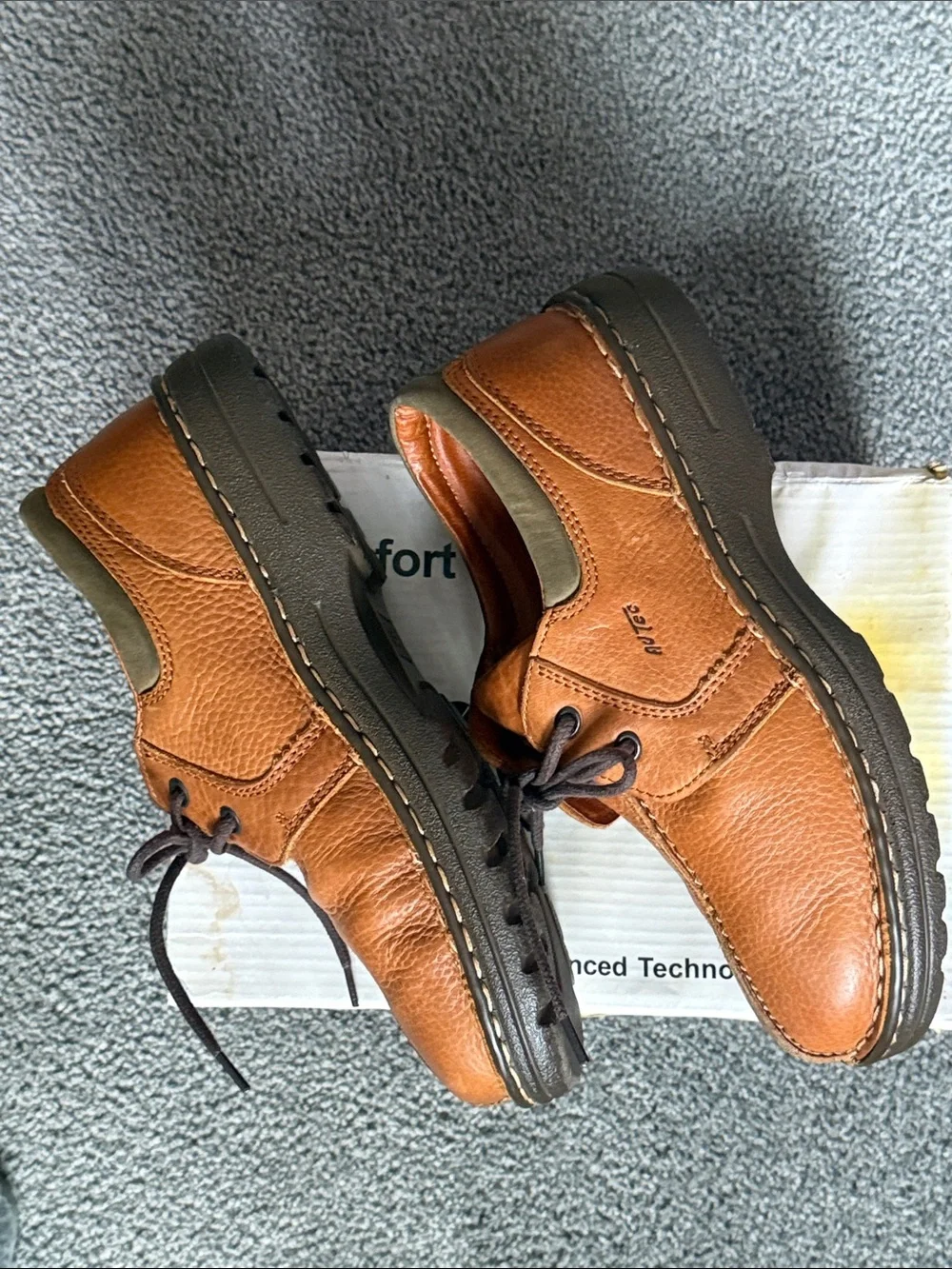 Lace-Up Leather Shoes in Tan. By Ad Tec Gold. Advanced Technology. Size 8.5.